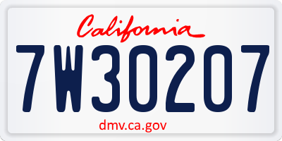 CA license plate 7W30207