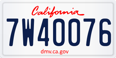 CA license plate 7W40076