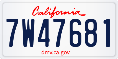 CA license plate 7W47681