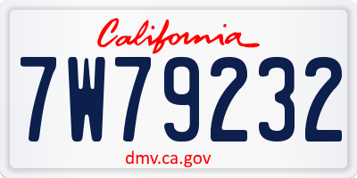 CA license plate 7W79232