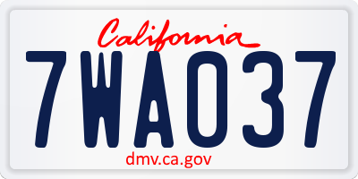 CA license plate 7WA037