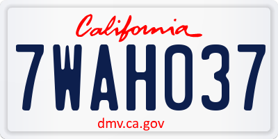 CA license plate 7WAH037