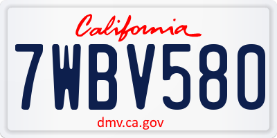 CA license plate 7WBV580