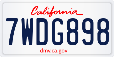 CA license plate 7WDG898