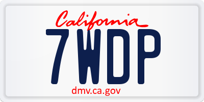 CA license plate 7WDP