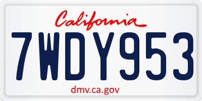 CA license plate 7WDY953