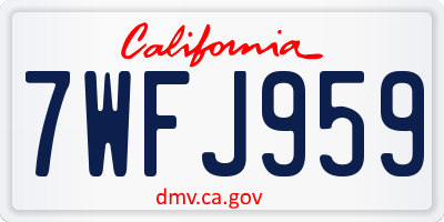 CA license plate 7WFJ959