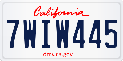 CA license plate 7WIW445