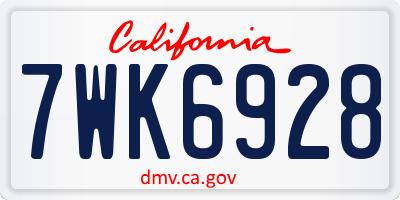 CA license plate 7WK6928