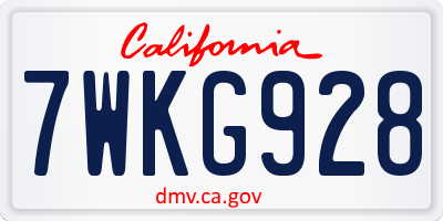 CA license plate 7WKG928