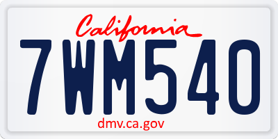 CA license plate 7WM540