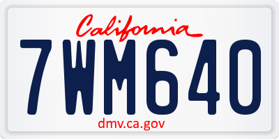 CA license plate 7WM640