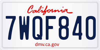 CA license plate 7WQF840