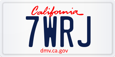 CA license plate 7WRJ