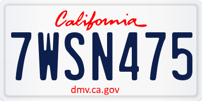 CA license plate 7WSN475