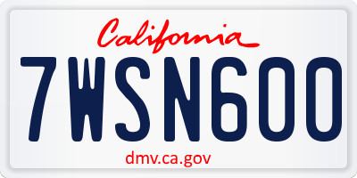 CA license plate 7WSN600