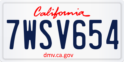 CA license plate 7WSV654