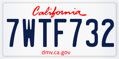 CA license plate 7WTF732