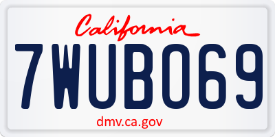 CA license plate 7WUBO69