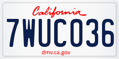 CA license plate 7WUC036