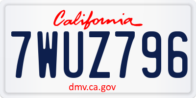 CA license plate 7WUZ796