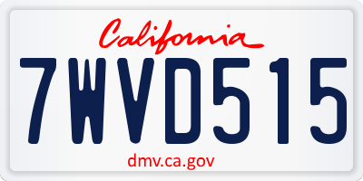 CA license plate 7WVD515