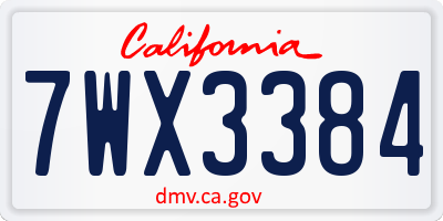 CA license plate 7WX3384