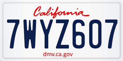 CA license plate 7WYZ607