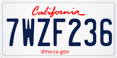 CA license plate 7WZF236