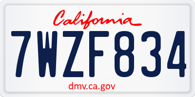 CA license plate 7WZF834