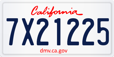 CA license plate 7X21225