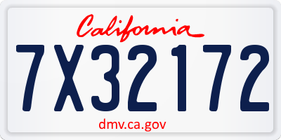 CA license plate 7X32172