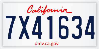 CA license plate 7X41634