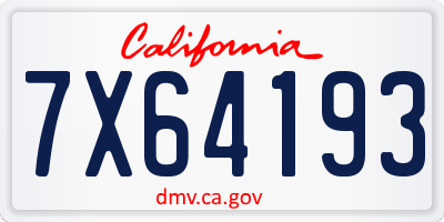 CA license plate 7X64193