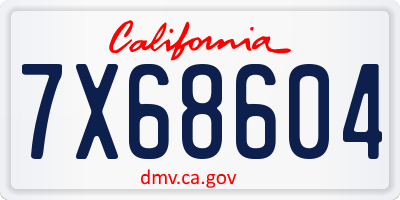 CA license plate 7X68604