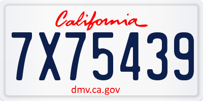 CA license plate 7X75439