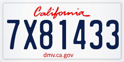 CA license plate 7X81433