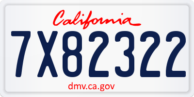 CA license plate 7X82322