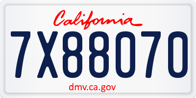 CA license plate 7X88070