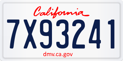 CA license plate 7X93241