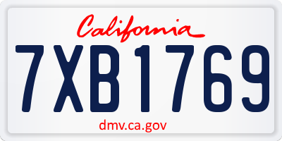 CA license plate 7XB1769