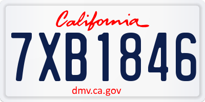 CA license plate 7XB1846