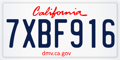 CA license plate 7XBF916