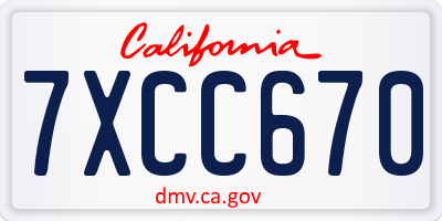 CA license plate 7XCC670
