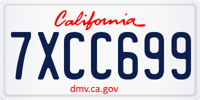 CA license plate 7XCC699