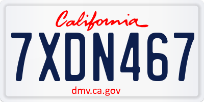 CA license plate 7XDN467