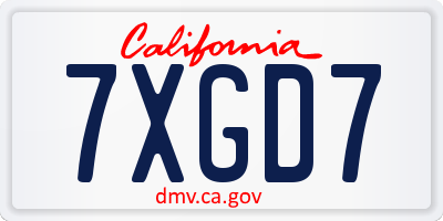 CA license plate 7XGD7