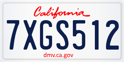 CA license plate 7XGS512