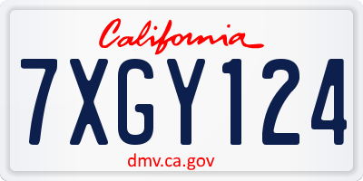 CA license plate 7XGY124