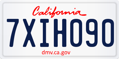 CA license plate 7XIH090